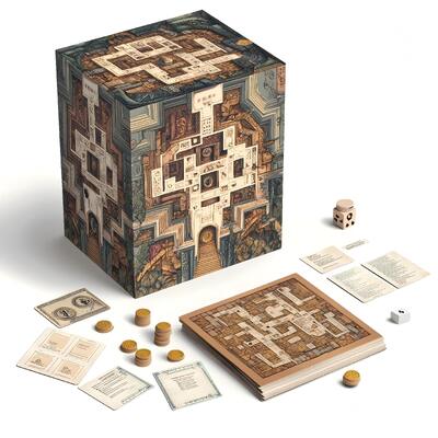 Good price Vintage Manuscript Art Strategy Board Game with Multi-layered Maze Passages and Treasure Coin Tokens online